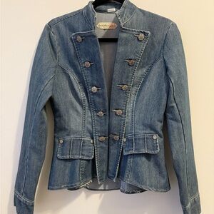Blank Denim Military-Style Jacket - Blue